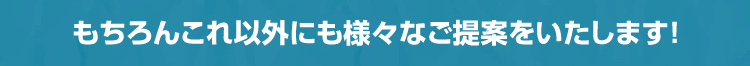 もちろんこれ以外にも様々なご提案をいたします！